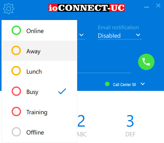Call Center - Softphone Status - Contact Center